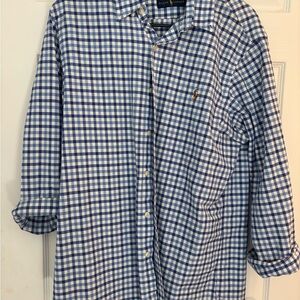 Ralph Lauren Blue and White Checkered Casual Button Down Shirt